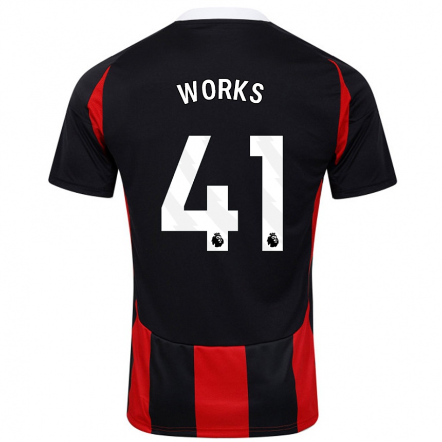 Férfi Labdarúgás Terrell Works #41 Fekete Piros Idegenbeli Jersey 2024/25 Mez Póló Ing