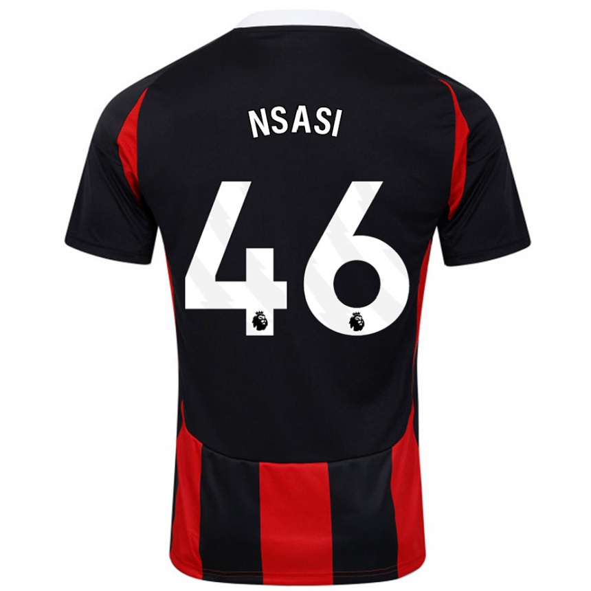 Férfi Labdarúgás Eddie Nsasi #46 Fekete Piros Idegenbeli Jersey 2024/25 Mez Póló Ing