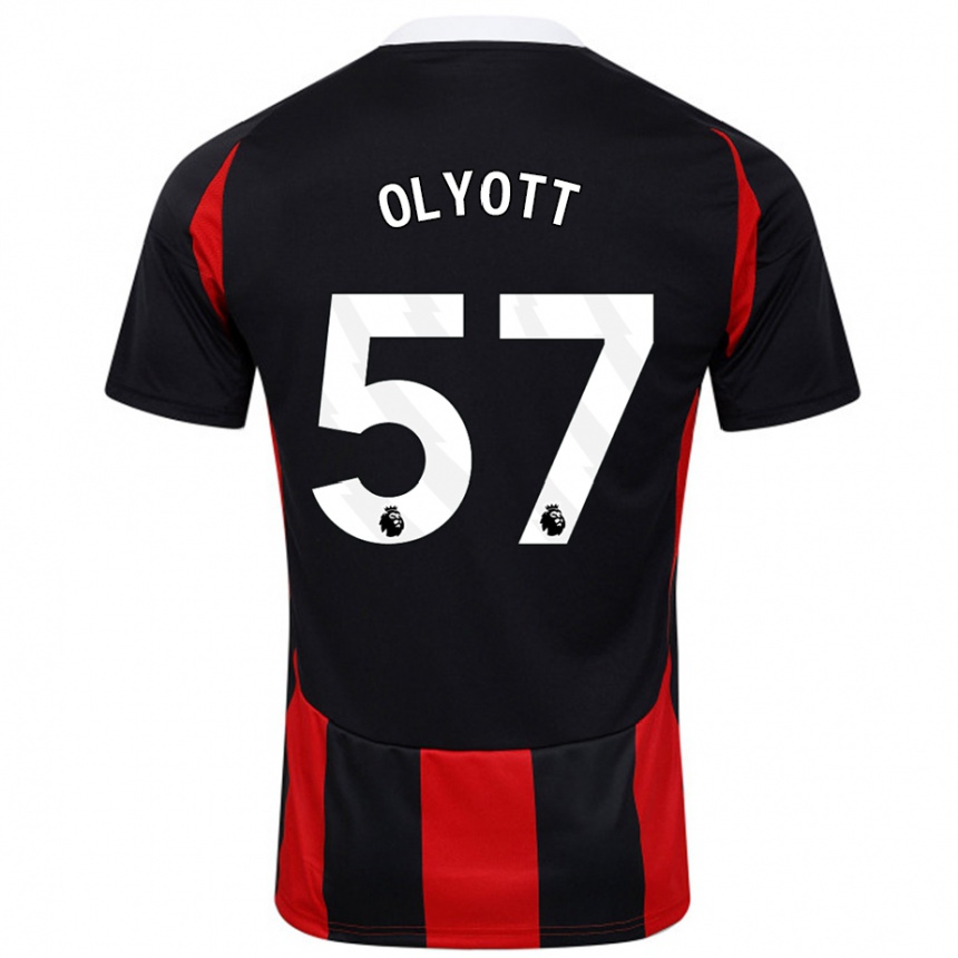 Férfi Labdarúgás Tom Olyott #57 Fekete Piros Idegenbeli Jersey 2024/25 Mez Póló Ing