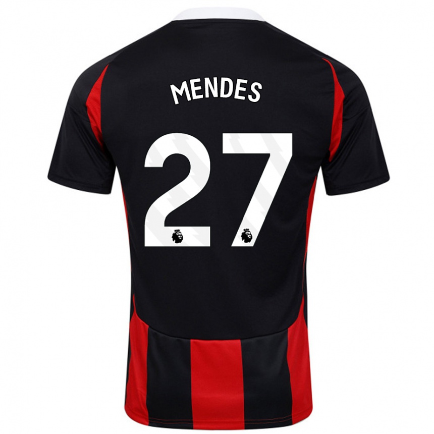 Férfi Labdarúgás Megalie Mendes #27 Fekete Piros Idegenbeli Jersey 2024/25 Mez Póló Ing