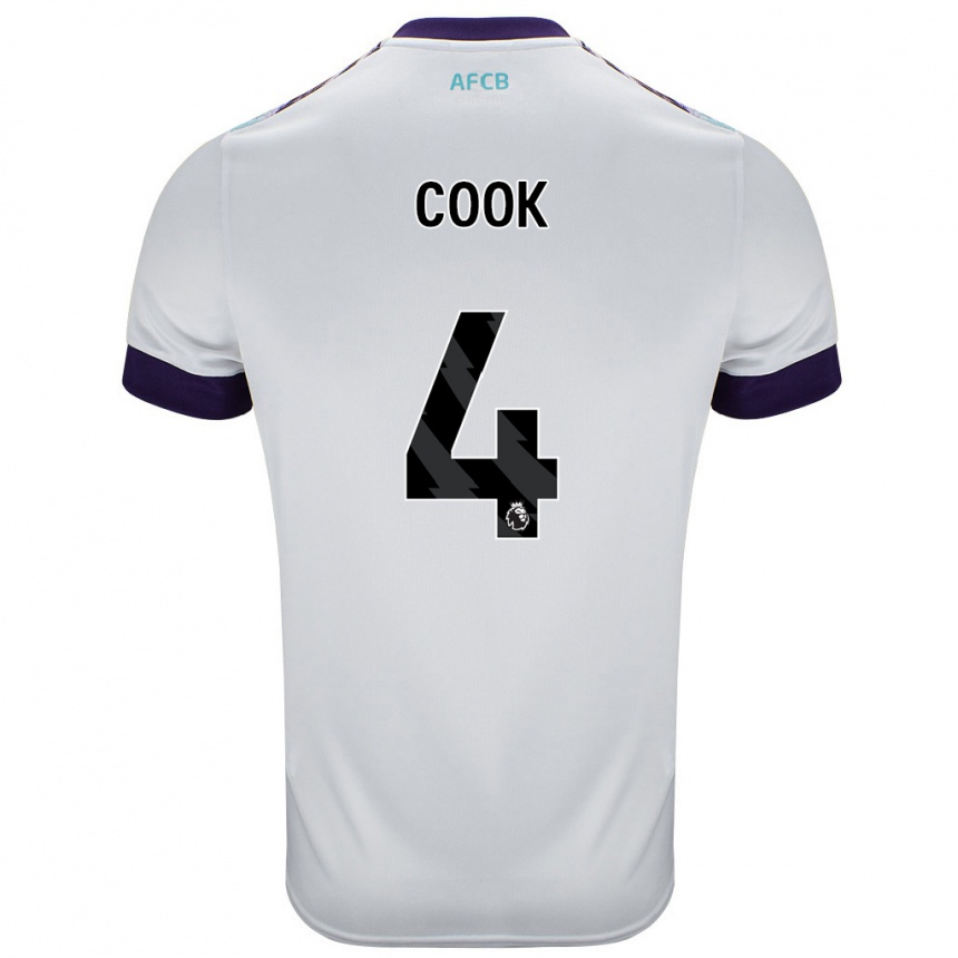 Férfi Labdarúgás Lewis Cook #4 Fehér Zöld Lila Idegenbeli Jersey 2024/25 Mez Póló Ing