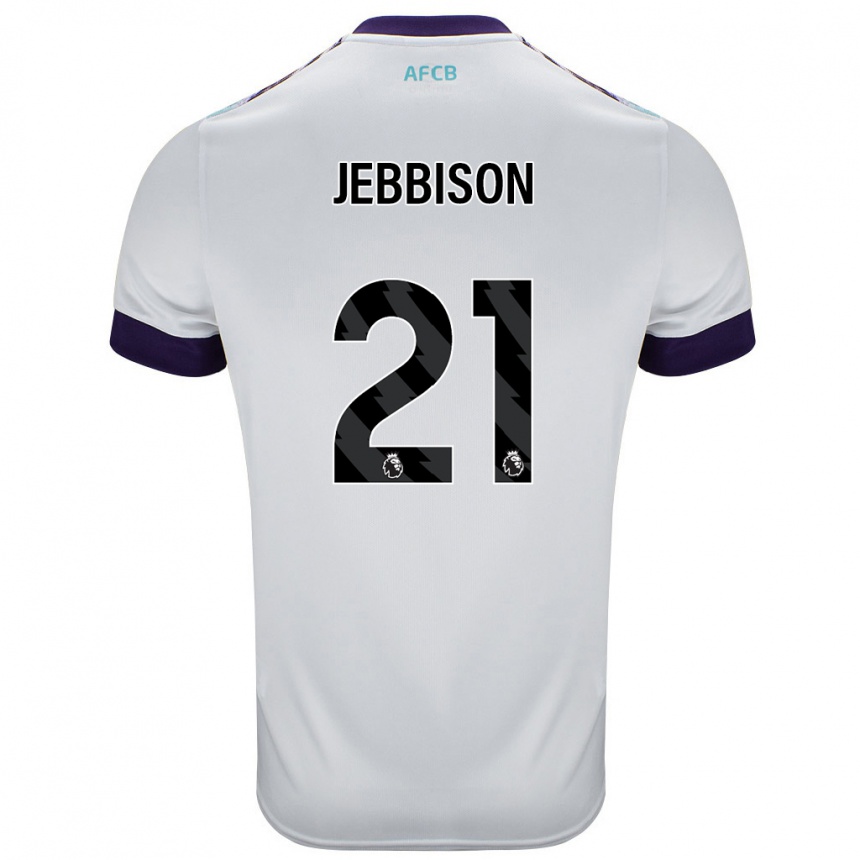 Férfi Labdarúgás Daniel Jebbison #21 Fehér Zöld Lila Idegenbeli Jersey 2024/25 Mez Póló Ing