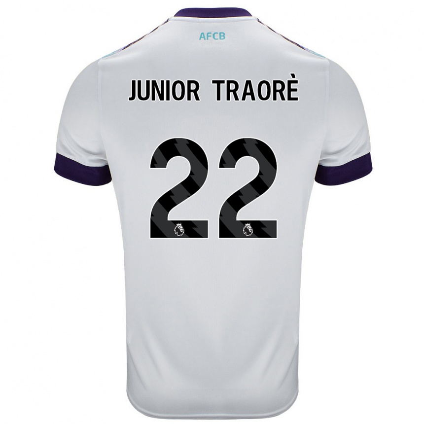 Férfi Labdarúgás Hamed Junior Traorè #22 Fehér Zöld Lila Idegenbeli Jersey 2024/25 Mez Póló Ing