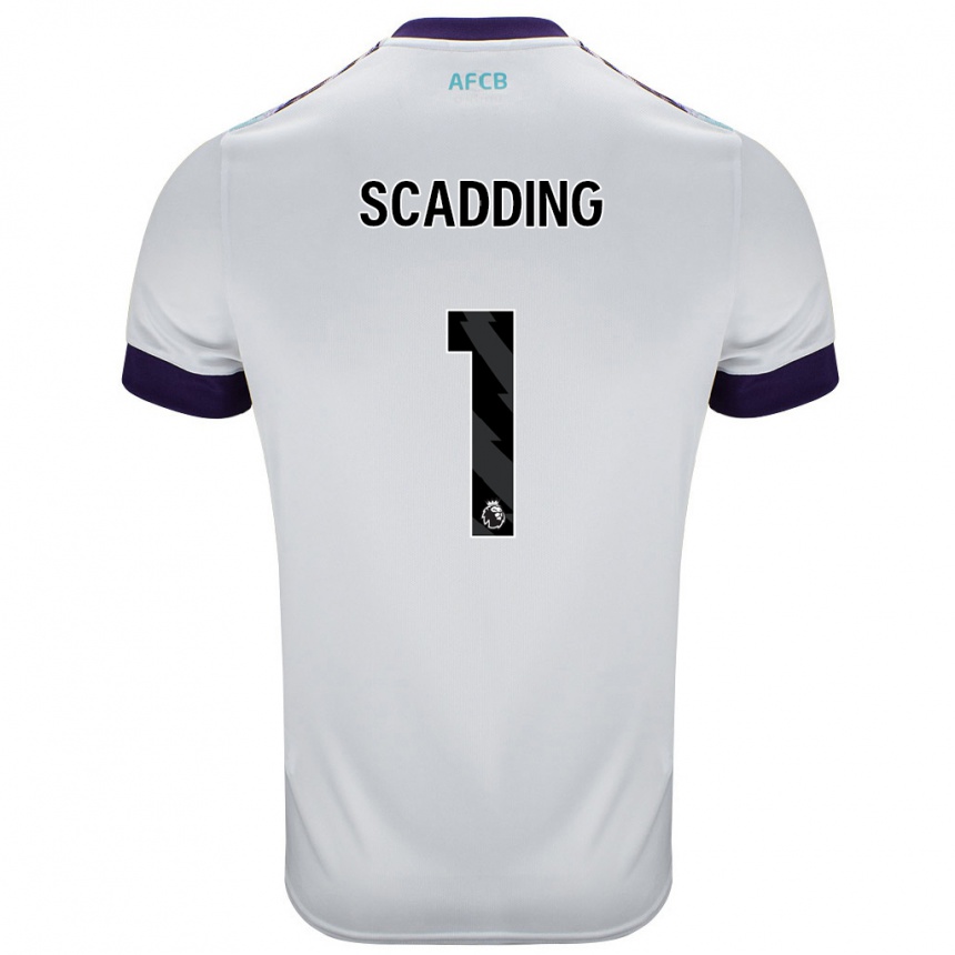 Férfi Labdarúgás Katie Scadding #1 Fehér Zöld Lila Idegenbeli Jersey 2024/25 Mez Póló Ing