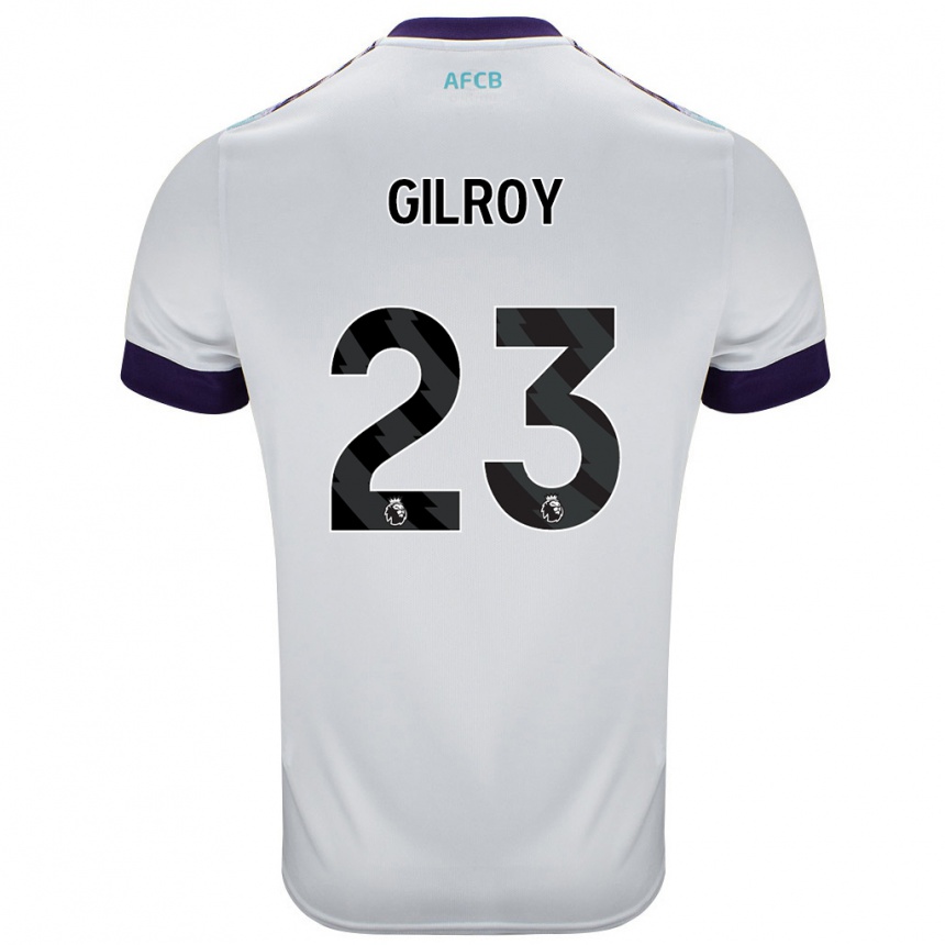 Férfi Labdarúgás Chloe Gilroy #23 Fehér Zöld Lila Idegenbeli Jersey 2024/25 Mez Póló Ing