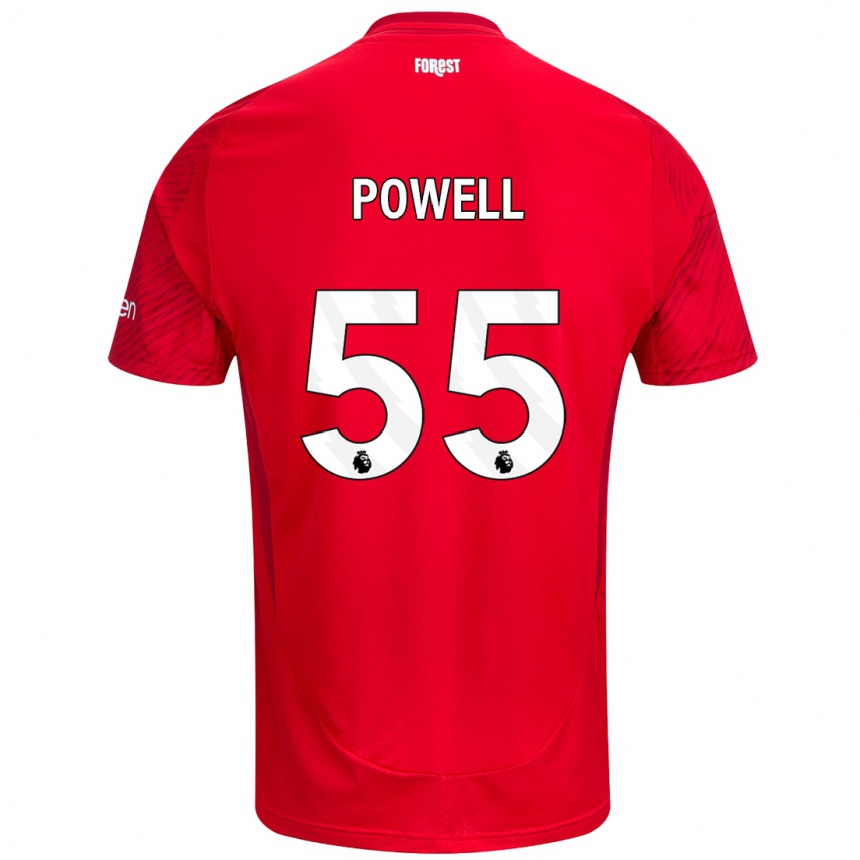 Női Labdarúgás Josh Powell #55 Piros Fehér Hazai Jersey 2024/25 Mez Póló Ing