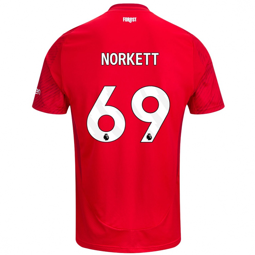 Női Labdarúgás Manni Norkett #69 Piros Fehér Hazai Jersey 2024/25 Mez Póló Ing