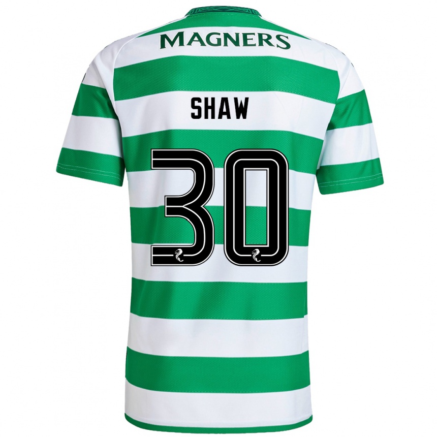 Női Labdarúgás Liam Shaw #30 Zöld Fehér Hazai Jersey 2024/25 Mez Póló Ing