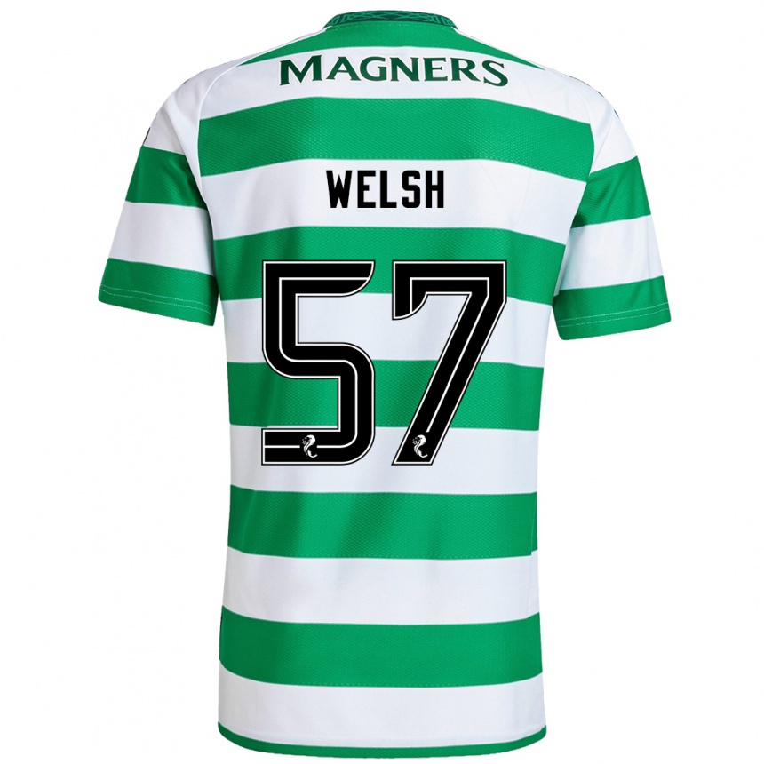 Női Labdarúgás Stephen Welsh #57 Zöld Fehér Hazai Jersey 2024/25 Mez Póló Ing