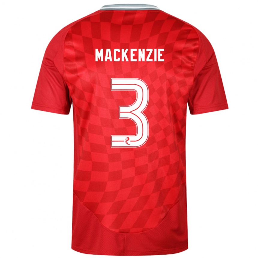 Női Labdarúgás Jack Mackenzie #3 Piros Hazai Jersey 2024/25 Mez Póló Ing