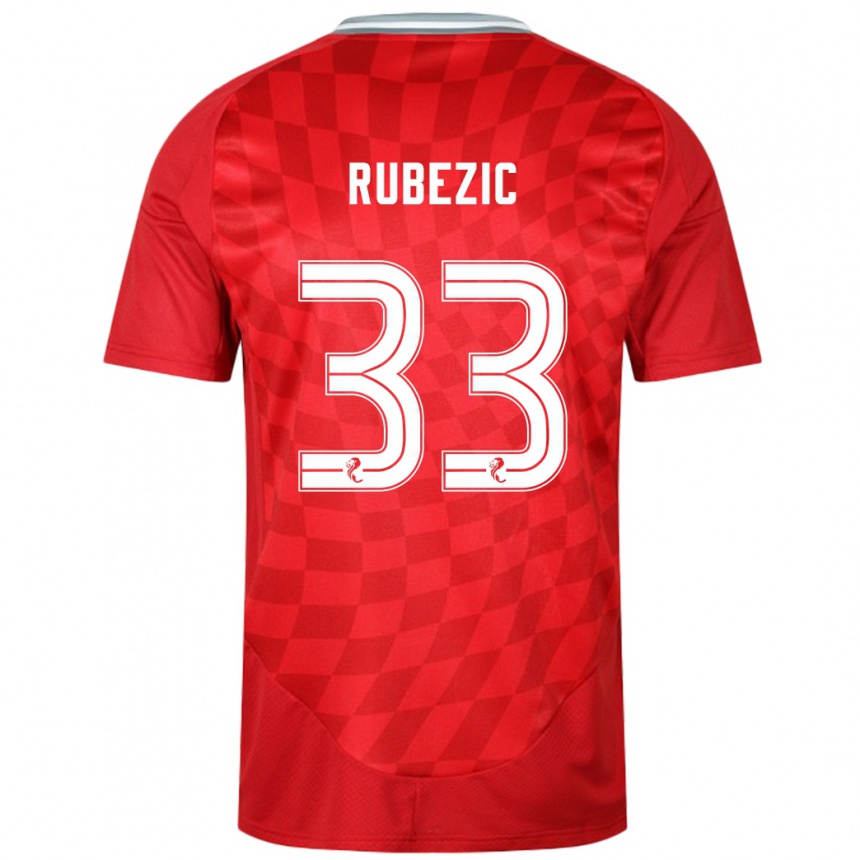 Női Labdarúgás Slobodan Rubezic #33 Piros Hazai Jersey 2024/25 Mez Póló Ing