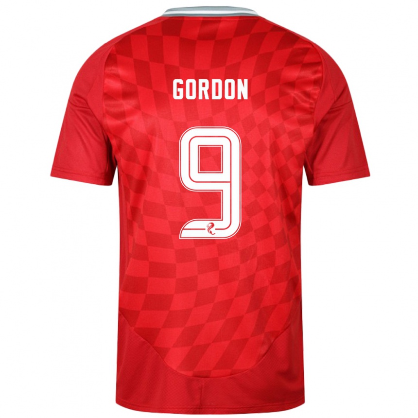 Női Labdarúgás Lauren Gordon #9 Piros Hazai Jersey 2024/25 Mez Póló Ing