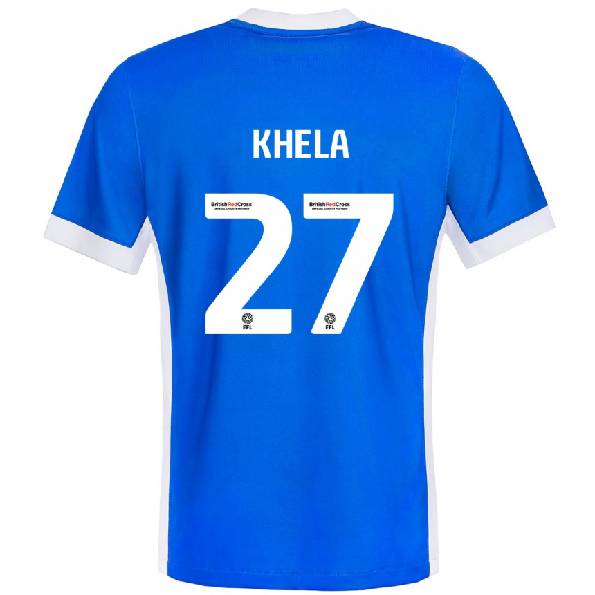 Női Labdarúgás Brandon Khela #27 Kék Fehér Hazai Jersey 2024/25 Mez Póló Ing