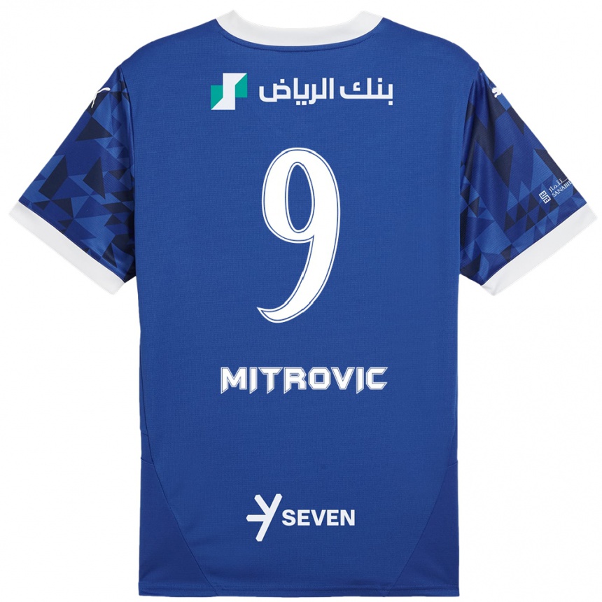 Női Labdarúgás Aleksandar Mitrovic #9 Sötétkék Fehér Hazai Jersey 2024/25 Mez Póló Ing