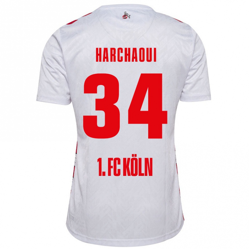 Női Labdarúgás Fayssal Harchaoui #34 Fehér Piros Hazai Jersey 2024/25 Mez Póló Ing