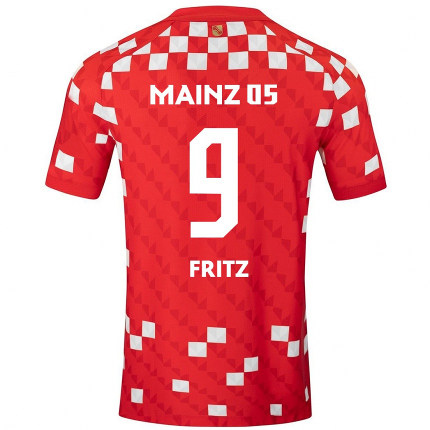 Női Labdarúgás April Fritz #9 Fehér Piros Hazai Jersey 2024/25 Mez Póló Ing