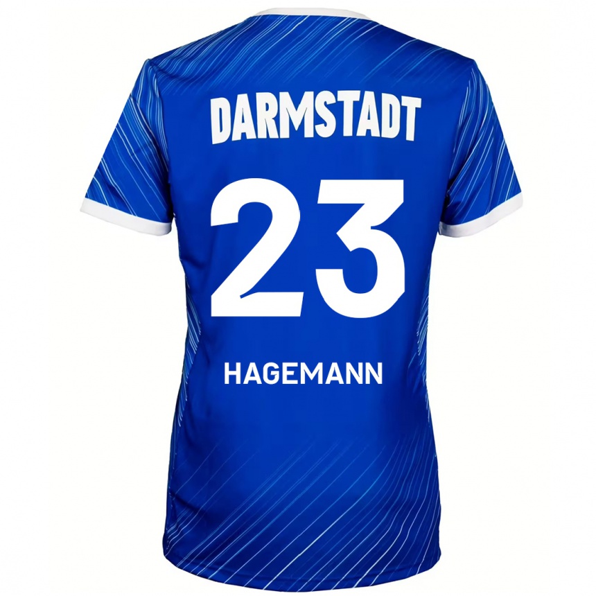 Női Labdarúgás Emil Hagemann #23 Kék Fehér Hazai Jersey 2024/25 Mez Póló Ing