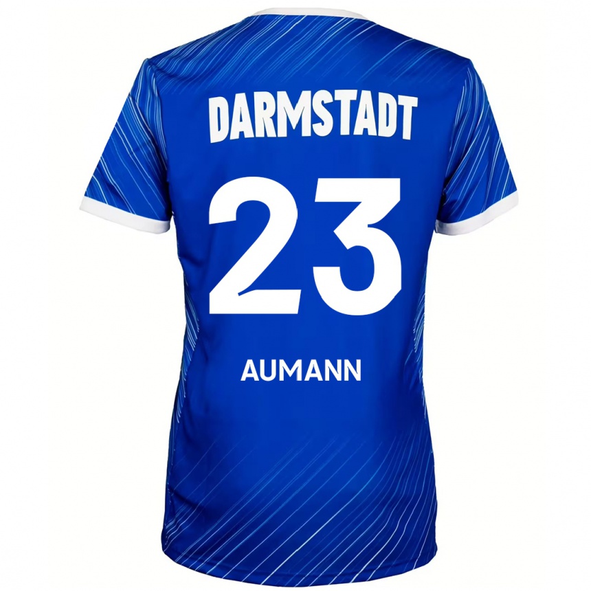 Női Labdarúgás Emil Aumann #23 Kék Fehér Hazai Jersey 2024/25 Mez Póló Ing