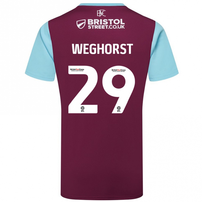 Női Labdarúgás Wout Weghorst #29 Bordó Égszínkék Hazai Jersey 2024/25 Mez Póló Ing