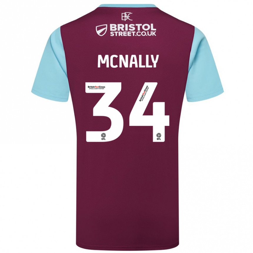 Női Labdarúgás Luke Mcnally #34 Bordó Égszínkék Hazai Jersey 2024/25 Mez Póló Ing