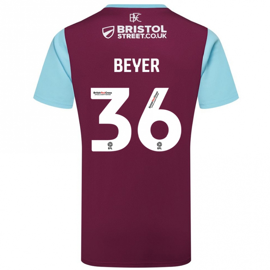 Női Labdarúgás Jordan Beyer #36 Bordó Égszínkék Hazai Jersey 2024/25 Mez Póló Ing