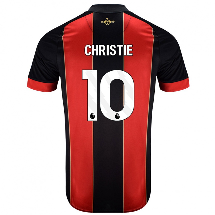 Női Labdarúgás Ryan Christie #10 Piros Fekete Hazai Jersey 2024/25 Mez Póló Ing