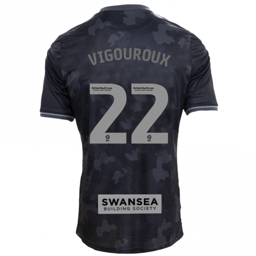 Női Labdarúgás Lawrence Vigouroux #22 Fekete Idegenbeli Jersey 2024/25 Mez Póló Ing