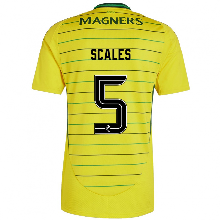 Női Labdarúgás Liam Scales #5 Sárga Idegenbeli Jersey 2024/25 Mez Póló Ing