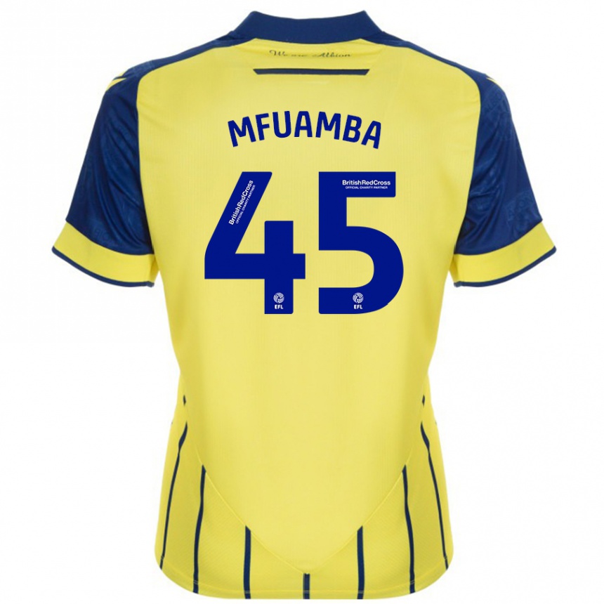 Női Labdarúgás Kevin Mfuamba #45 Sárga Kék Idegenbeli Jersey 2024/25 Mez Póló Ing