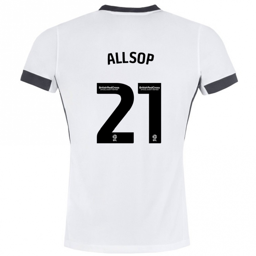 Női Labdarúgás Ryan Allsop #21 Fehér Fekete Idegenbeli Jersey 2024/25 Mez Póló Ing