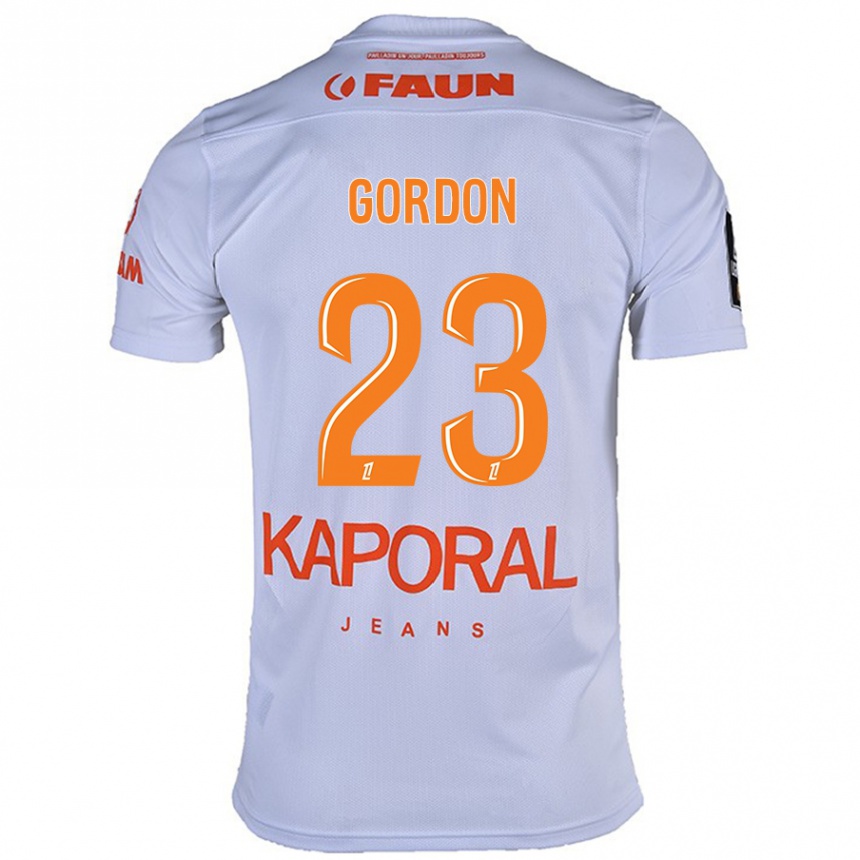 Női Labdarúgás Sh'nia Gordon #23 Fehér Idegenbeli Jersey 2024/25 Mez Póló Ing