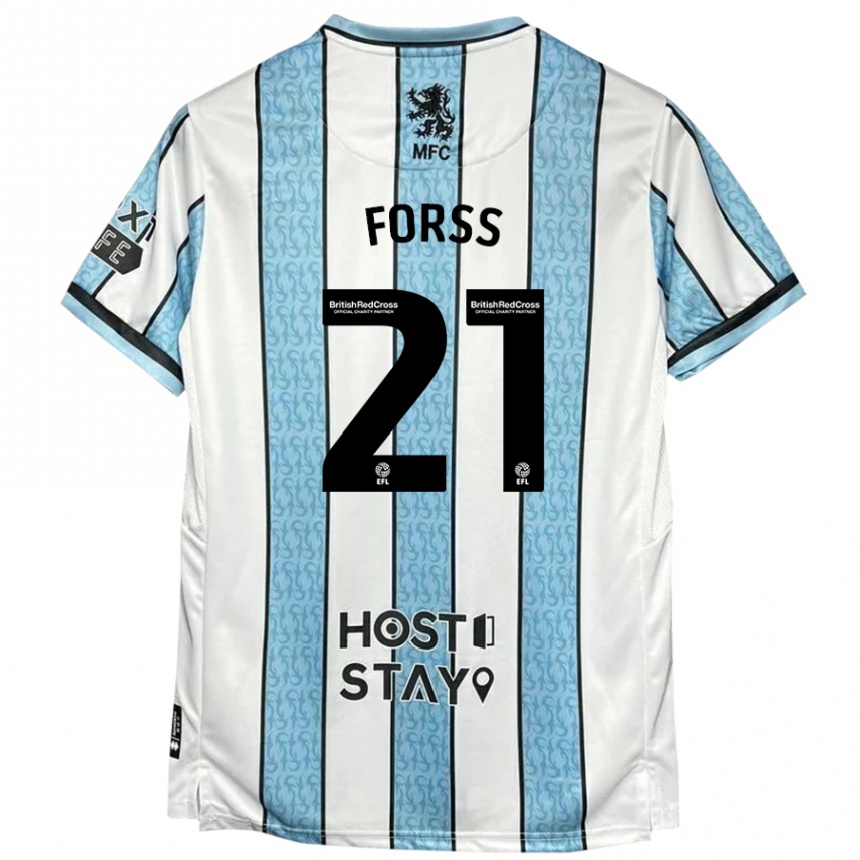 Női Labdarúgás Marcus Forss #21 Fehér Kék Idegenbeli Jersey 2024/25 Mez Póló Ing