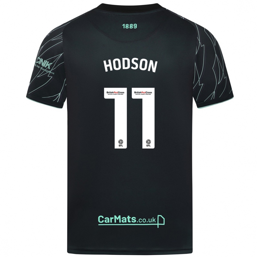 Női Labdarúgás Ashley Hodson #11 Fekete Zöld Idegenbeli Jersey 2024/25 Mez Póló Ing