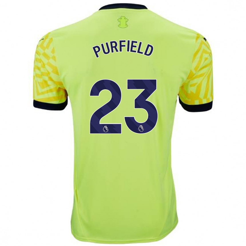 Női Labdarúgás Jemma Elizabeth Purfield #23 Sárga Idegenbeli Jersey 2024/25 Mez Póló Ing