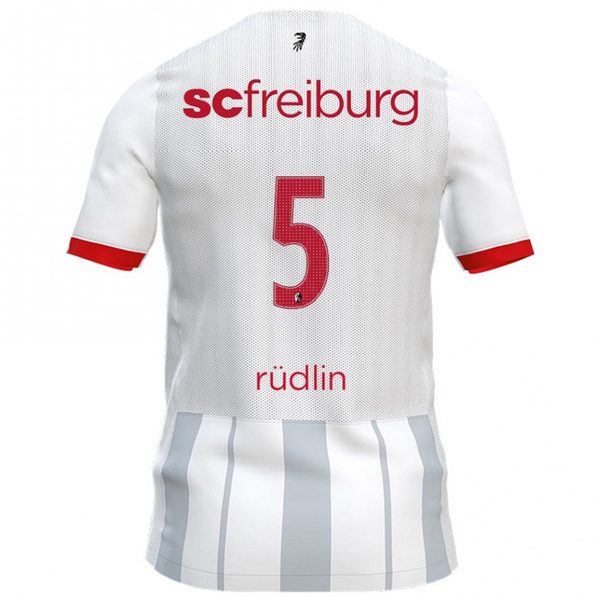 Női Labdarúgás Fabian Rüdlin #5 Fehér Szürke Idegenbeli Jersey 2024/25 Mez Póló Ing