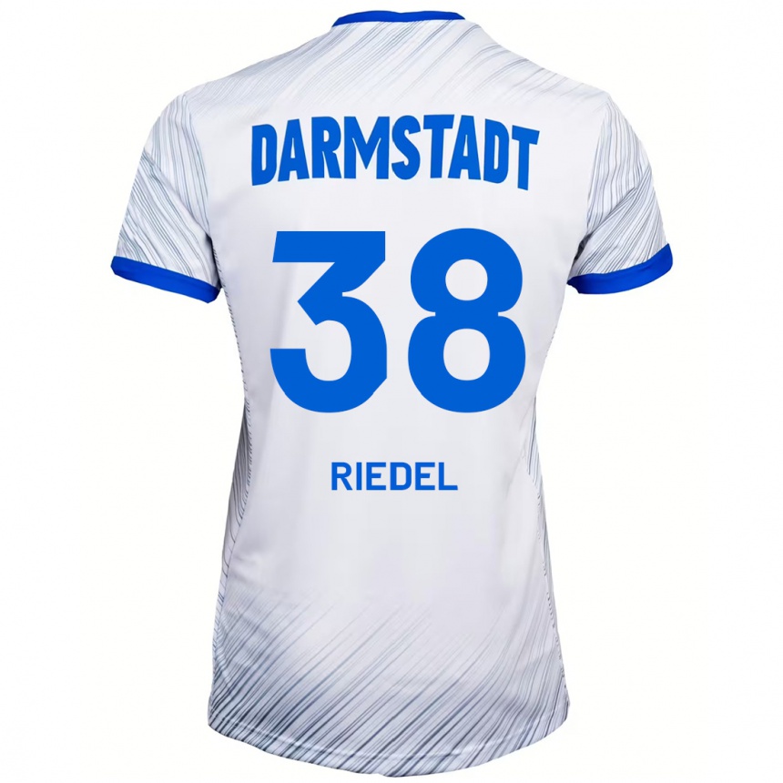 Női Labdarúgás Clemens Riedel #38 Fehér Kék Idegenbeli Jersey 2024/25 Mez Póló Ing