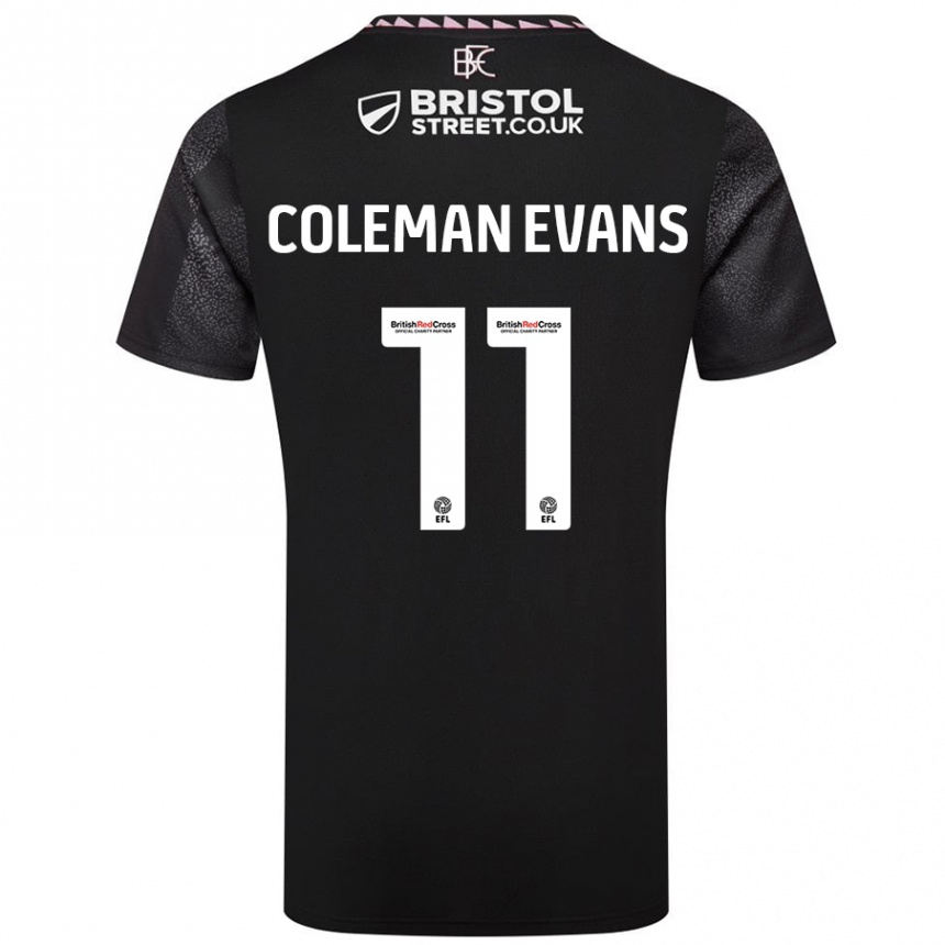 Női Labdarúgás Amaya Coleman-Evans #11 Fekete Idegenbeli Jersey 2024/25 Mez Póló Ing