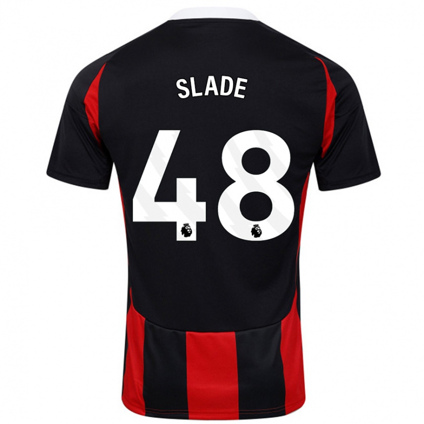 Női Labdarúgás Bradley Slade #48 Fekete Piros Idegenbeli Jersey 2024/25 Mez Póló Ing