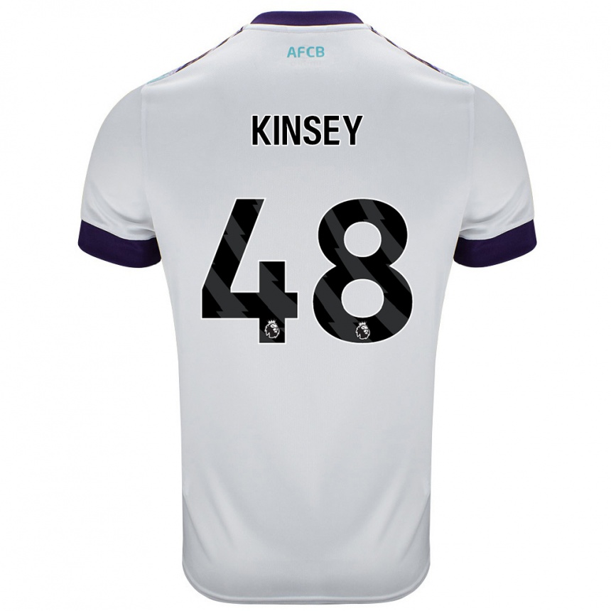 Női Labdarúgás Max Kinsey #48 Fehér Zöld Lila Idegenbeli Jersey 2024/25 Mez Póló Ing