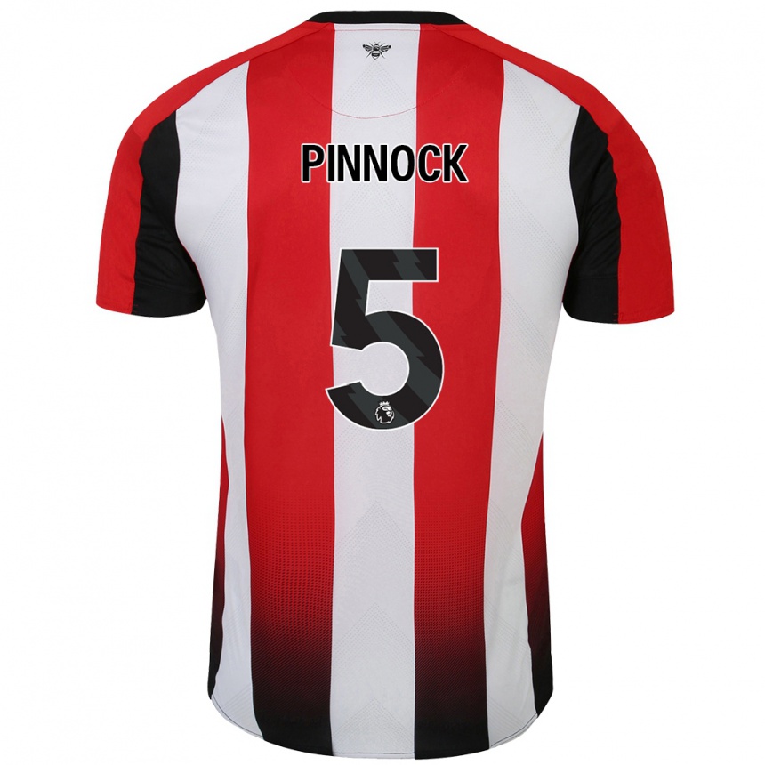 Gyermek Labdarúgás Ethan Pinnock #5 Piros Fehér Hazai Jersey 2024/25 Mez Póló Ing