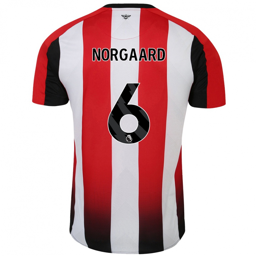 Gyermek Labdarúgás Christian Nørgaard #6 Piros Fehér Hazai Jersey 2024/25 Mez Póló Ing