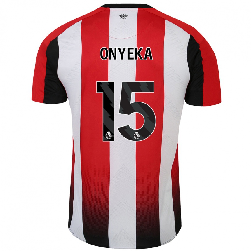 Gyermek Labdarúgás Frank Onyeka #15 Piros Fehér Hazai Jersey 2024/25 Mez Póló Ing