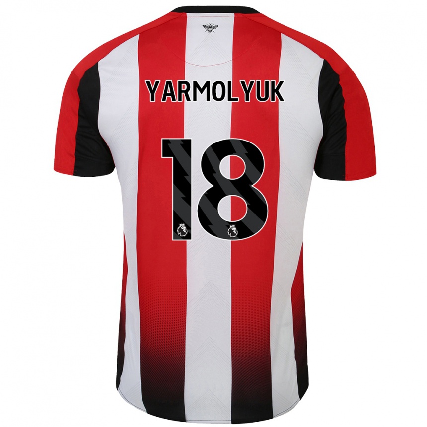 Gyermek Labdarúgás Yegor Yarmolyuk #18 Piros Fehér Hazai Jersey 2024/25 Mez Póló Ing