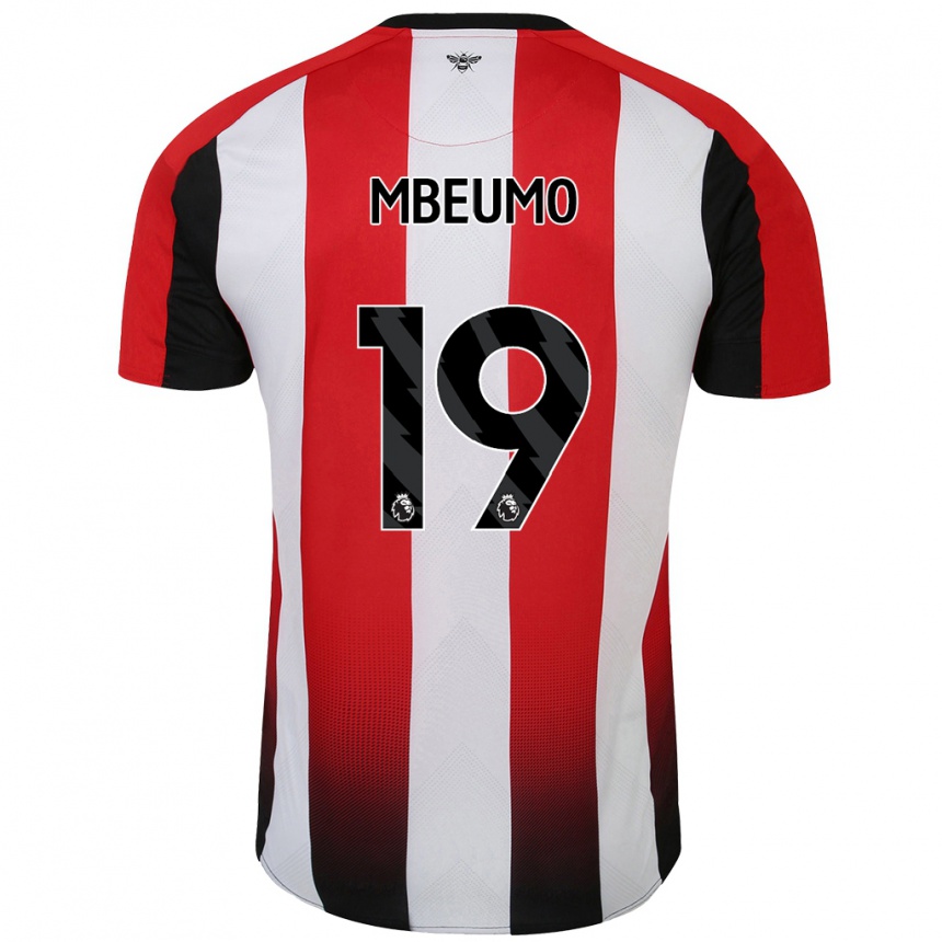 Gyermek Labdarúgás Bryan Mbeumo #19 Piros Fehér Hazai Jersey 2024/25 Mez Póló Ing