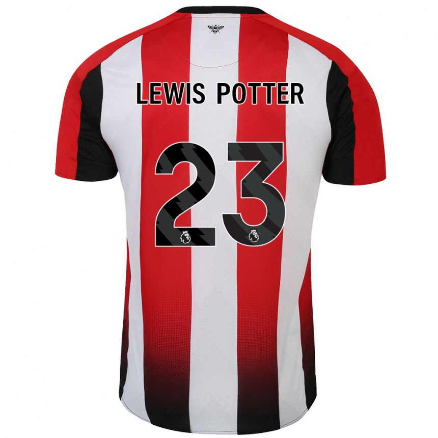 Gyermek Labdarúgás Keane Lewis-Potter #23 Piros Fehér Hazai Jersey 2024/25 Mez Póló Ing