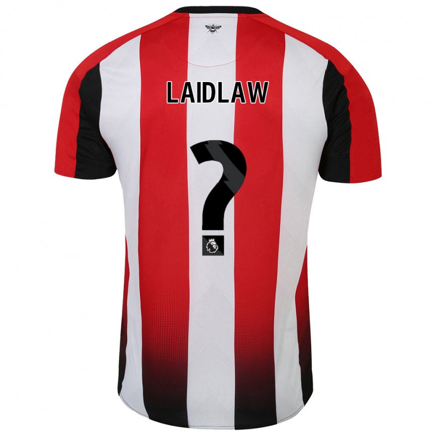 Gyermek Labdarúgás Ethan Laidlaw #0 Piros Fehér Hazai Jersey 2024/25 Mez Póló Ing