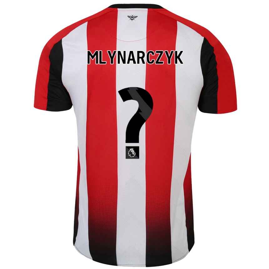 Gyermek Labdarúgás Adam Mlynarczyk #0 Piros Fehér Hazai Jersey 2024/25 Mez Póló Ing