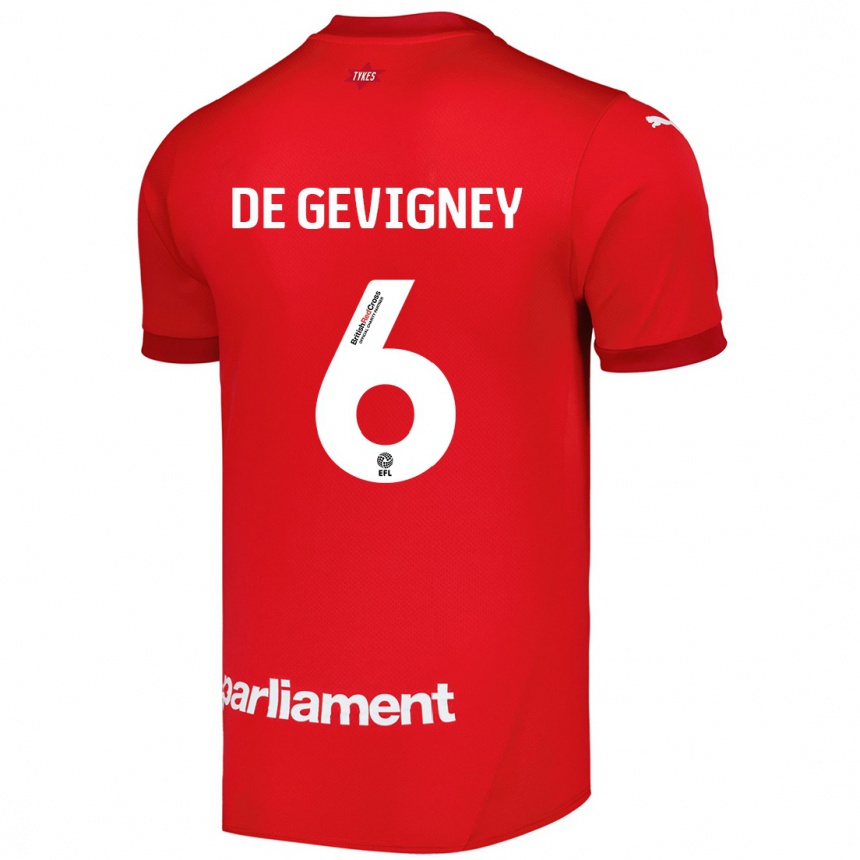 Gyermek Labdarúgás Maël De Gevigney #6 Piros Hazai Jersey 2024/25 Mez Póló Ing