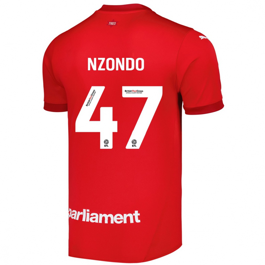 Gyermek Labdarúgás Emmaisa Nzondo #47 Piros Hazai Jersey 2024/25 Mez Póló Ing