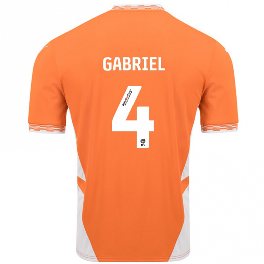 Gyermek Labdarúgás Jordan Lawrence-Gabriel #4 Narancssárga Fehér Hazai Jersey 2024/25 Mez Póló Ing